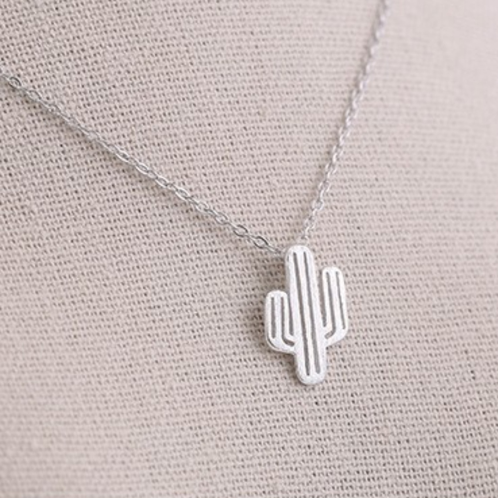 Cactus Dainty Pendant Necklace Silver - Picture 4 of 8
